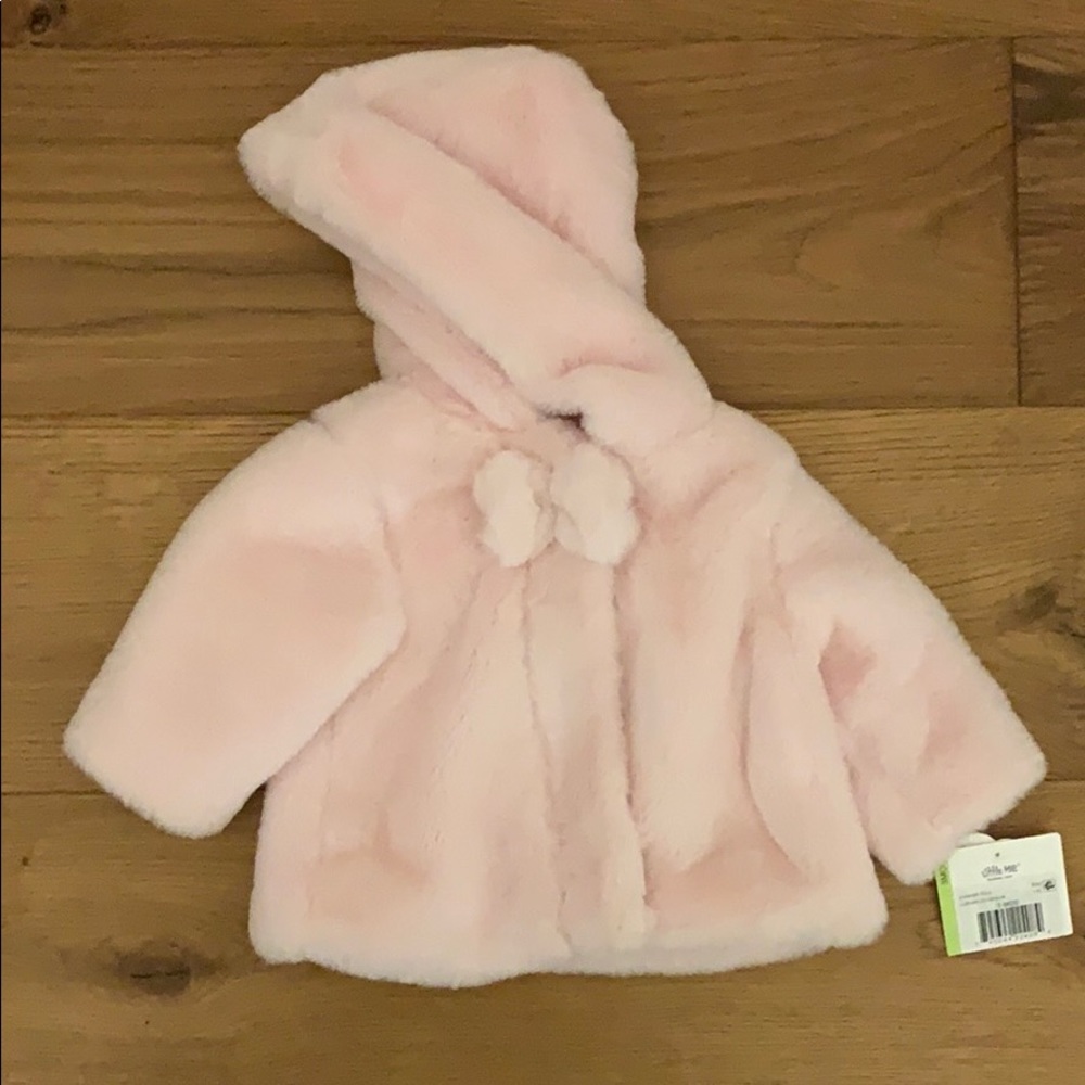 Little Me pink “fur”ry coat